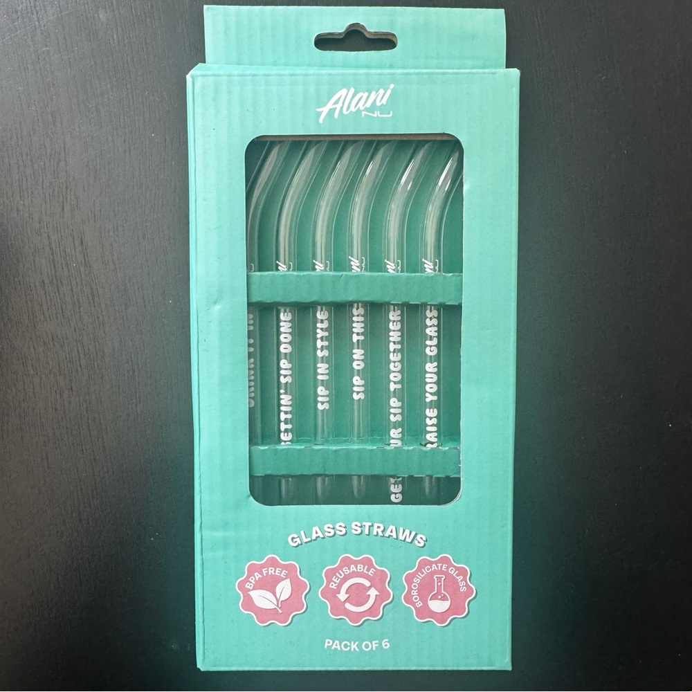 Alani Glass Straws Pack of 6 – Teal